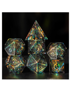 Juego de Dados DND Cusdie 7 PCs Bordes Afilados Patrón Negro