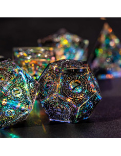 Juego de Dados DND Cusdie 7 PCs Bordes Afilados Patrón Negro 2