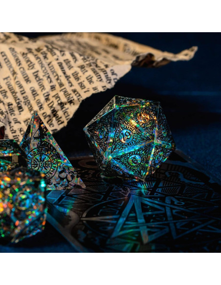 Juego de Dados DND Cusdie 7 PCs Bordes Afilados Patrón Negro