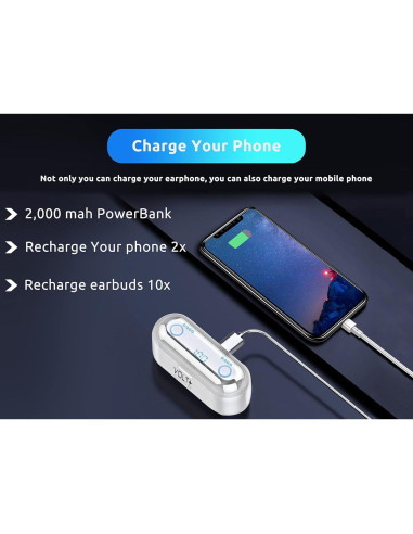 Auriculares Inalámbricos Bluetooth 5.3 Volt Plus F9 con PowerBank 2000mAh
