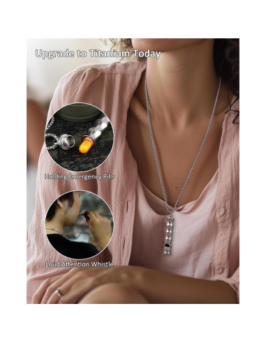 Collar Portapíldoras y Silbato de Titanio PJYTAC EDC