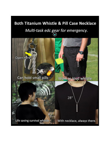 Collar Portapíldoras y Silbato de Titanio PJYTAC EDC