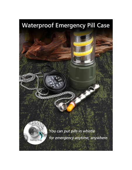 Collar Portapíldoras y Silbato de Titanio PJYTAC EDC