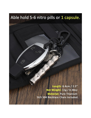 Collar Portapíldoras y Silbato de Titanio PJYTAC EDC