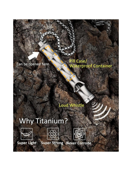 Collar Portapíldoras y Silbato de Titanio PJYTAC EDC