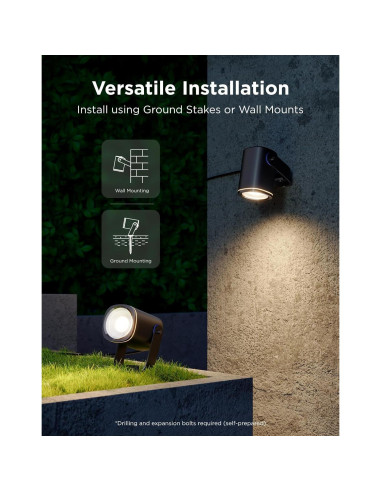 Govee Luces Spot Exteriores IP67, Paquete de 2, RGBWIC