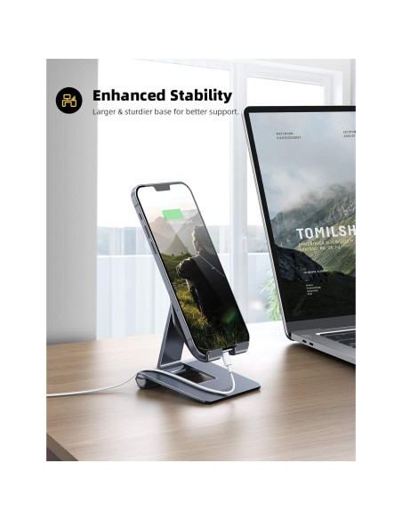 Soporte de Teléfono Ajustable Lamicall de Aluminio Gris 10-28 cm