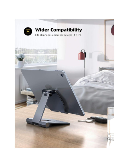 Soporte de Teléfono Ajustable Lamicall de Aluminio Gris 10-28 cm