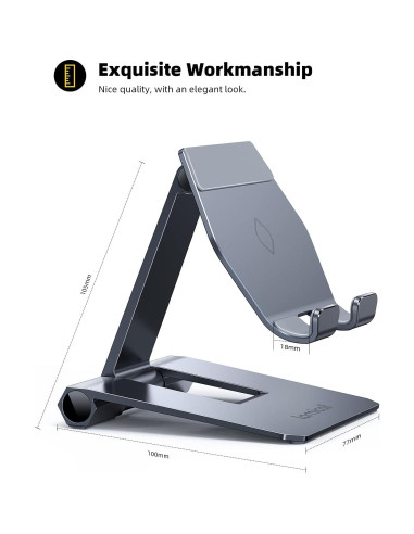 Soporte de Teléfono Ajustable Lamicall de Aluminio Gris 10-28 cm