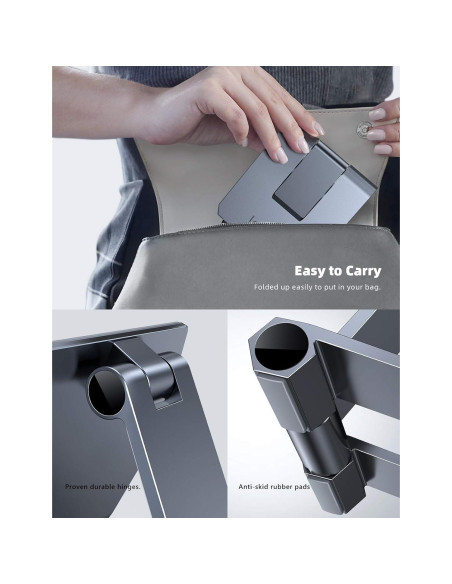 Soporte de Teléfono Ajustable Lamicall de Aluminio Gris 10-28 cm