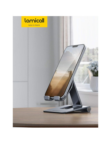 Soporte de Teléfono Ajustable Lamicall de Aluminio Gris 10-28 cm