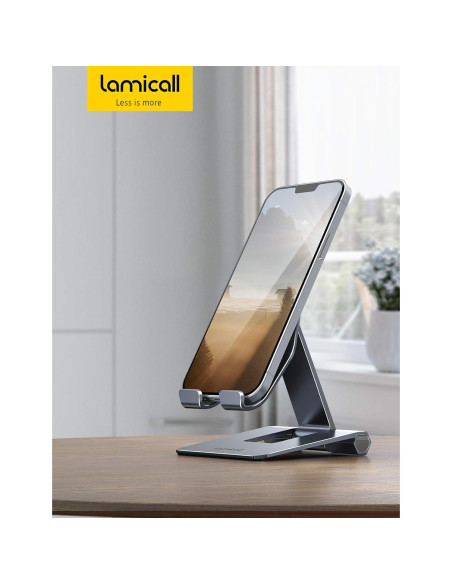 Soporte de Teléfono Ajustable Lamicall de Aluminio Gris 10-28 cm