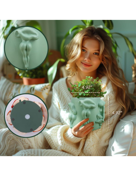 Maceta de Cuerpo Femenino GUGUGO 12.7 cm Verde Salvia