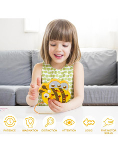 Juguete de Enhebrado de Madera Sealive Abeja para Niños 2