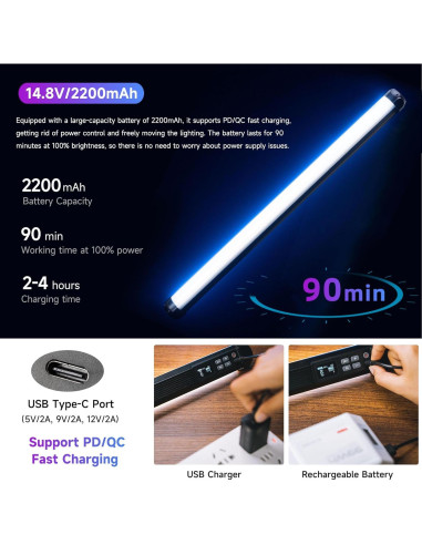 VILTROX K60 Pack de 2 Varitas de Luz RGB con Trípodes