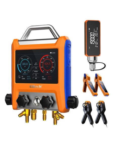 Manómetro Digital Elitech EMG-40Vpro con Medidor de Vacío y Pinzas