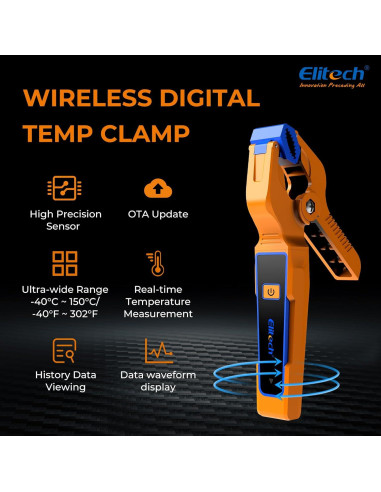 Manómetro Digital Elitech EMG-40Vpro con Medidor de Vacío y Pinzas