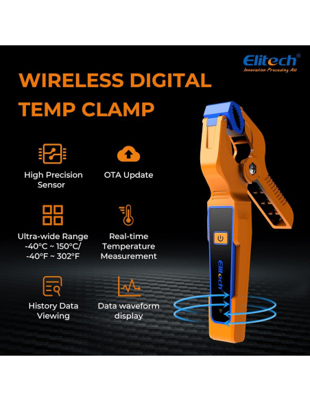 Manómetro Digital Elitech EMG-40Vpro con Medidor de Vacío y Pinzas