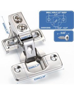 Paquete de 100 bisagras de cierre suave Chumia 1.27 cm 105 2