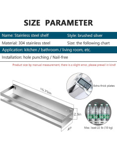 Estante Flotante de Acero Inoxidable GEINIFAFA 40 cm Plata 2