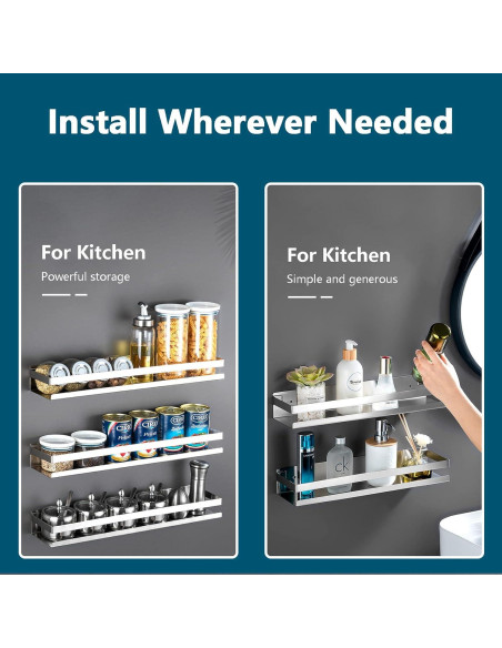 Estante Flotante de Acero Inoxidable GEINIFAFA 40 cm Plata