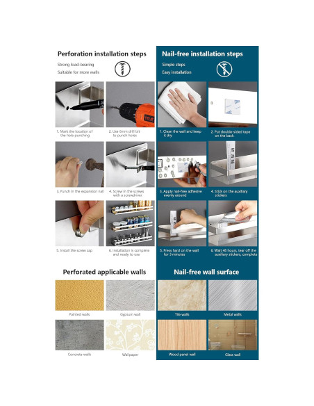 Estante Flotante de Acero Inoxidable GEINIFAFA 40 cm Plata