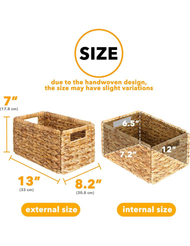 Cestas de Almacenamiento SpaceAid 4 Pack Mimbre 33x20.8x17.8 cm