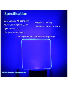 Luz Nocturna LED Azul Enchufable WONG CUBE 0.5W - Paquete de 4 2