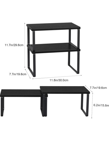 Conjunto de 2 Organizadores de Estante CADUKE Negro Expandible