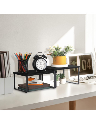 Conjunto de 2 Organizadores de Estante CADUKE Negro Expandible