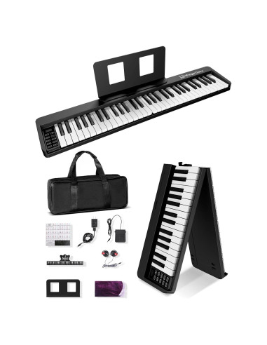 Piano Teclado Plegable 61 Teclas Bora FD-61K Bluetooth Negro