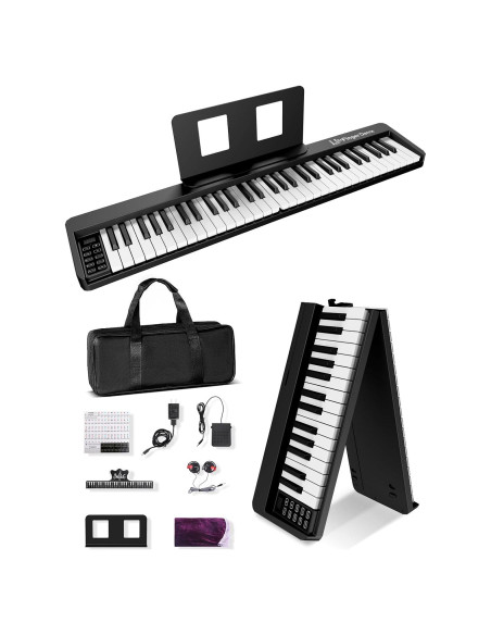 Piano Teclado Plegable 61 Teclas Bora FD-61K Bluetooth Negro
