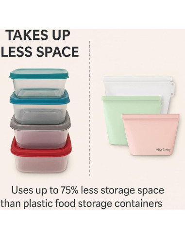 Bolsas de Silicona Reutilizables Aira Living - 3 Tamaños Ecológicas