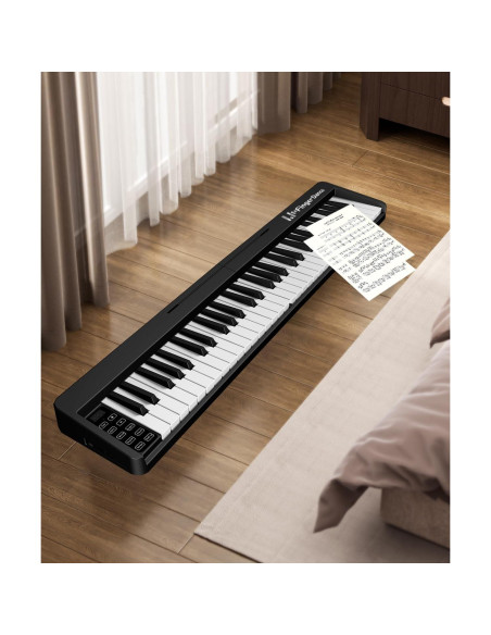 Piano Teclado Plegable 61 Teclas Bora FD-61K Bluetooth Negro