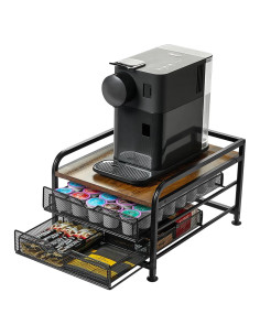 Organizador de Cápsulas de Café SereneHome - Madera y Metal, 2 Cajones