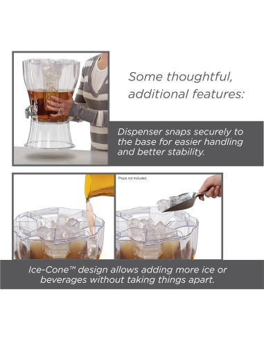 Dispensador de Bebidas Buddeez 13.25L con Cono de Hielo y Grifo