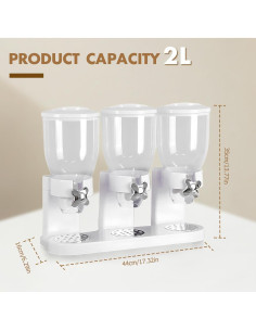 Dispensador de Cereal Kytree 3 Compartimentos 6L Transparente 2