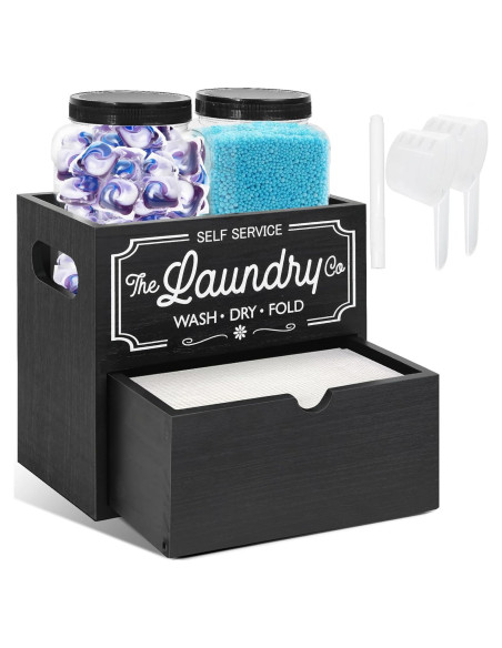 Contenedor de Lavandería Y&ME con Tarros y Soporte Negro
