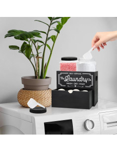 Contenedor de Lavandería Y&ME con Tarros y Soporte Negro 2