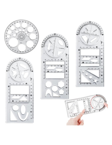 Conjunto de Reglas Geométricas Multifuncionales Bntyok 4 Piezas