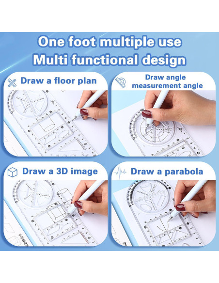 Conjunto de Reglas Geométricas Multifuncionales Bntyok 4 Piezas