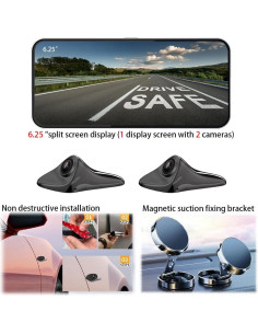 Sistema de Monitoreo de Punto Ciego PDZGZ 6.25" HD Negro 2