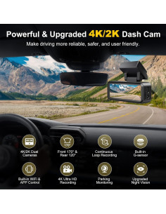 Cámara de tablero 4K UHD Lgueati con WiFi y visión nocturna 2