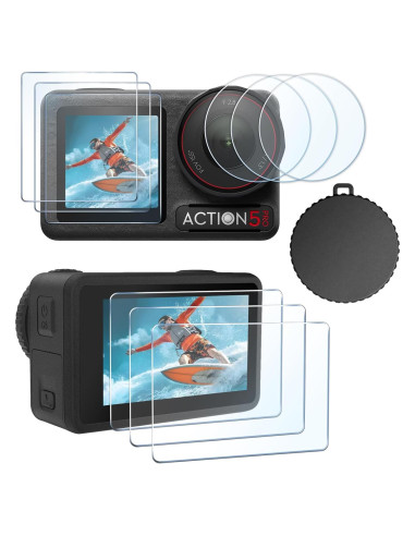 Protector de Pantalla y Lente FitStill para DJI Osmo Action 5 Pro - 3 Piezas, Dureza 9H, Sin Burbujas