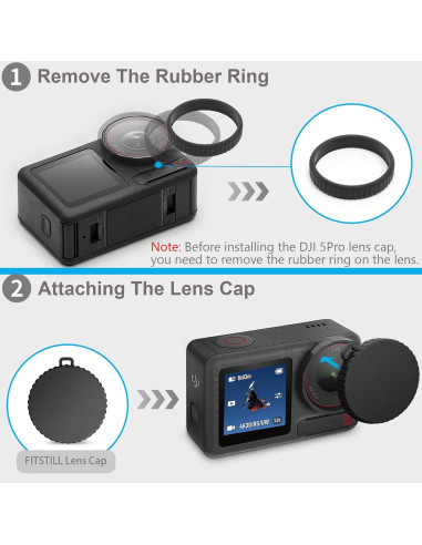 Protector de Pantalla y Lente FitStill para DJI Osmo Action 5 Pro - 3 Piezas, Dureza 9H, Sin Burbujas