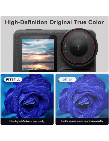 Protector de Pantalla y Lente FitStill para DJI Osmo Action 5 Pro - 3 Piezas, Dureza 9H, Sin Burbujas