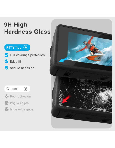 Protector de Pantalla y Lente FitStill para DJI Osmo Action 5 Pro - 3 Piezas, Dureza 9H, Sin Burbujas