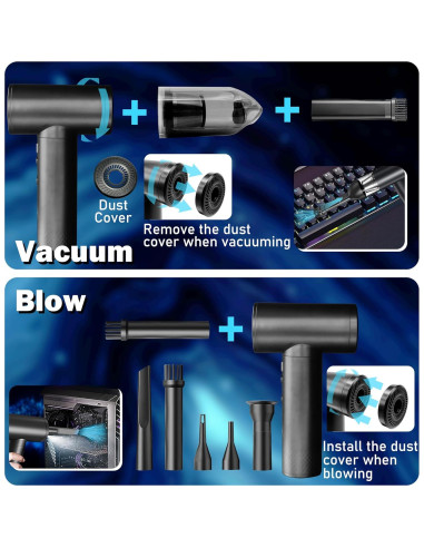 Aspiradora Inalámbrica 2 en 1 Hosslearlear XR-400 7500mAh - Negro