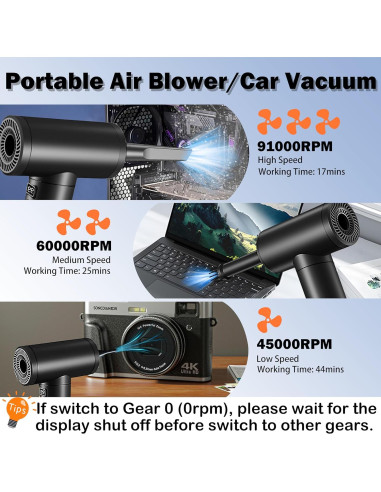 Aspiradora Inalámbrica 2 en 1 Hosslearlear XR-400 7500mAh - Negro