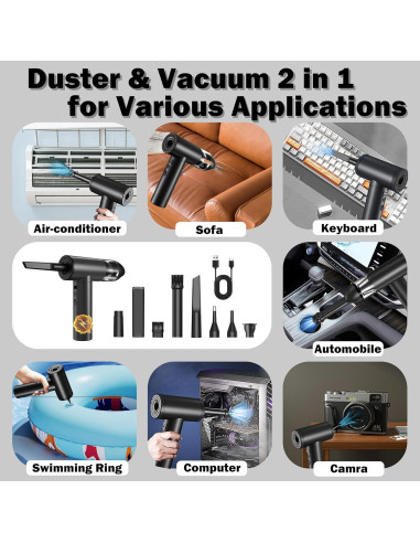 Aspiradora Inalámbrica 2 en 1 Hosslearlear XR-400 7500mAh - Negro